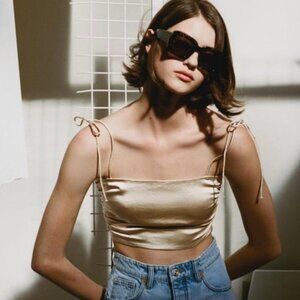 Zara Satin Gold Crop Tank